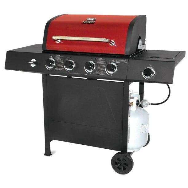 Gril barbecue au gaz à 4 brûleurs avec couvercle rouge de Backyard Grill - GBC1646WRBD-C