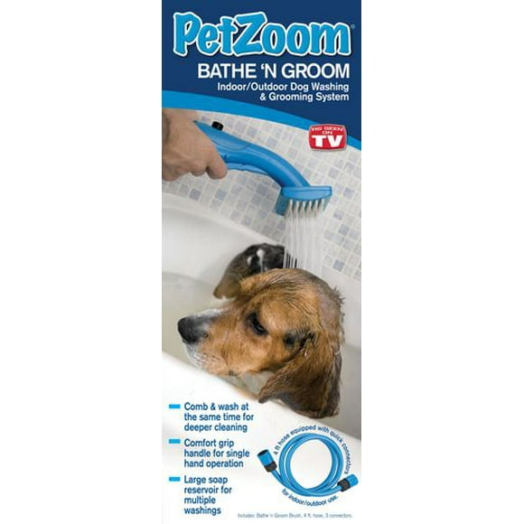 Système de Lavage et de Toilettage pour Chiens PetZoom Bathe N’ Groom – Outil de Bain pour Animaux Intérieur/Extérieur