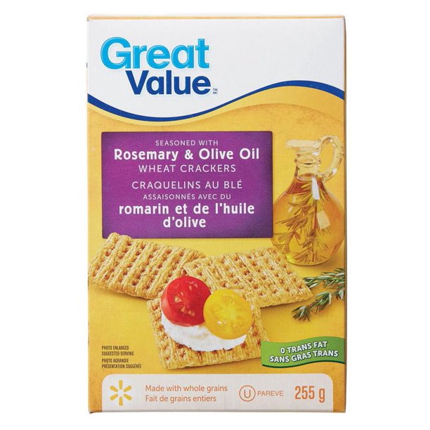 Great Value Rosemary & Olive Oil Wheat Crackers Walmart.ca