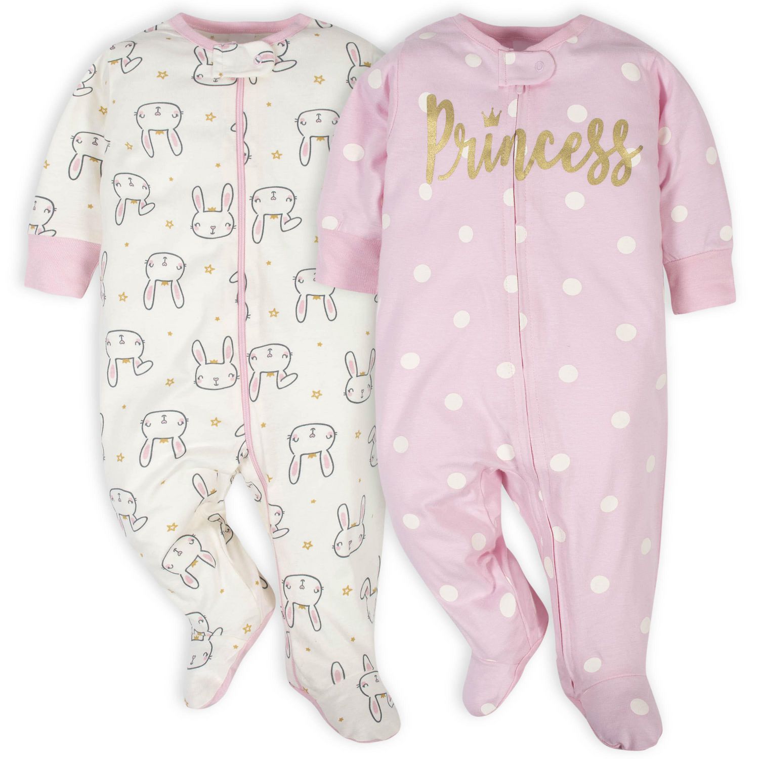 Gerber Baby Girls 2 Pack Sleep N Play Pink Princess and