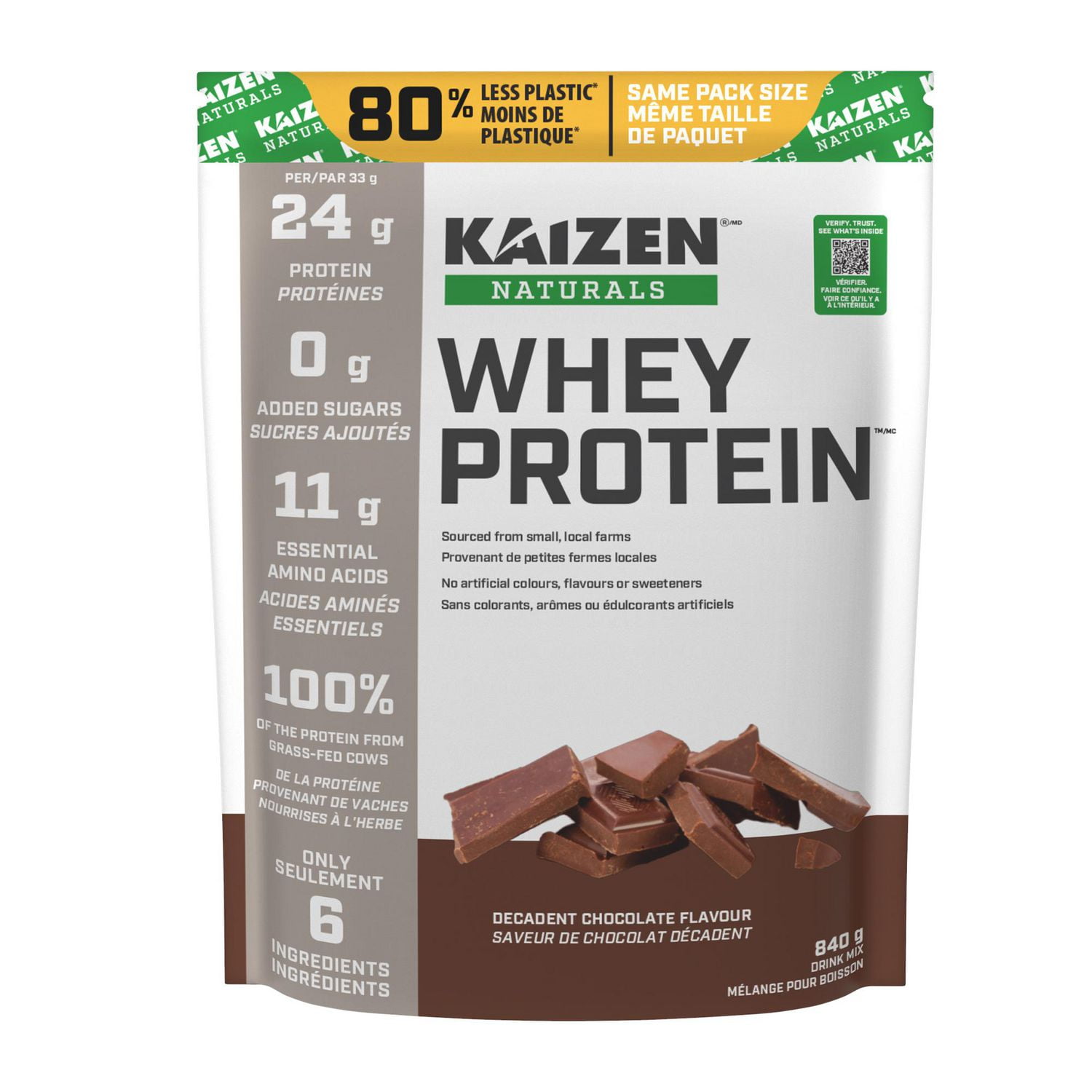 Kaizen Kaizen Naturals Whey Protein Decadent Chocolate Flavour, 840g