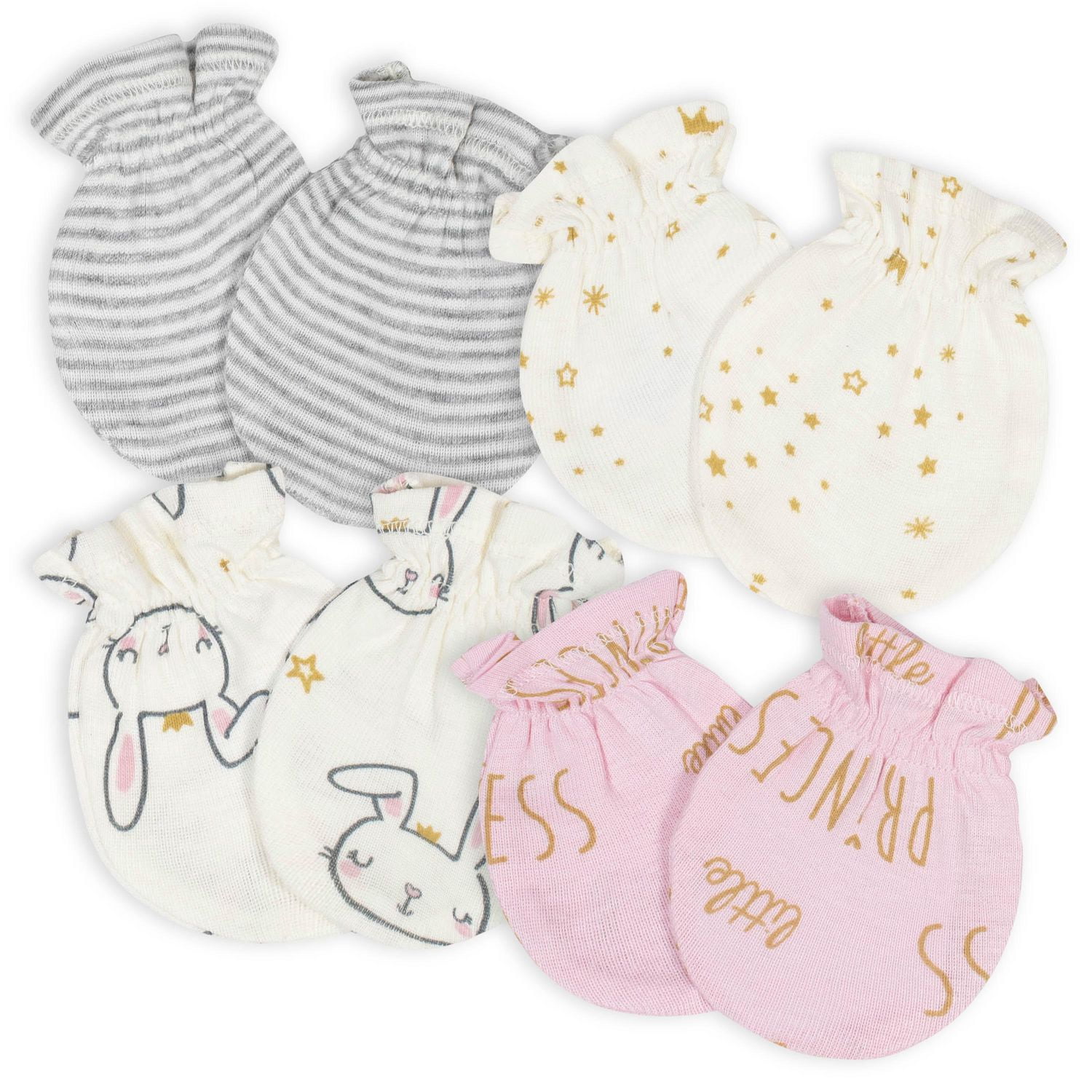 Gerber® Baby Girls 4Pack Mittens, Bunnies and Princess Pink Walmart