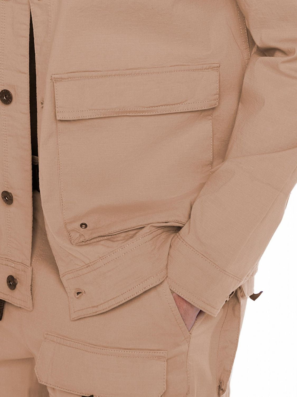 Jeaniologie ™ Men's Ripstop Jacket With Patch Pockets - Beige