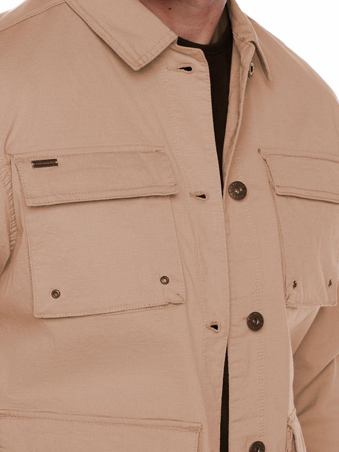 Jeaniologie ™ Men's Ripstop Jacket With Patch Pockets - Beige