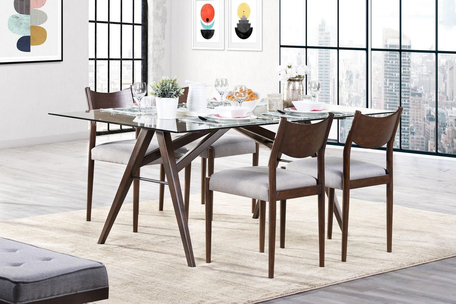 Topline Home Furnishings 5pc Glass Dining Set Walmart Canada