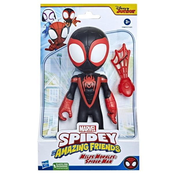 Marvel Spidey and His Amazing Friends, Miles Morales: Spider-Man de 22,5  cm, figurine de super-héros format géant pour enfants à partir de 3 ans 