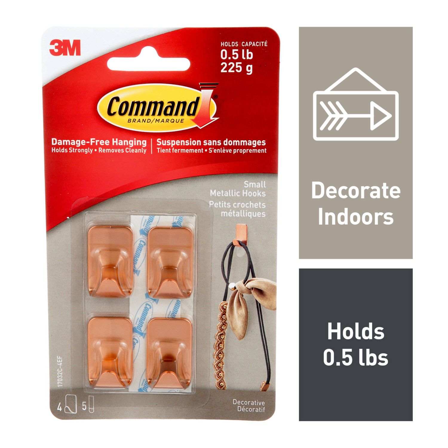 Command™ Decorative Metallic Hooks 17032C-4EF, Small | Walmart Canada