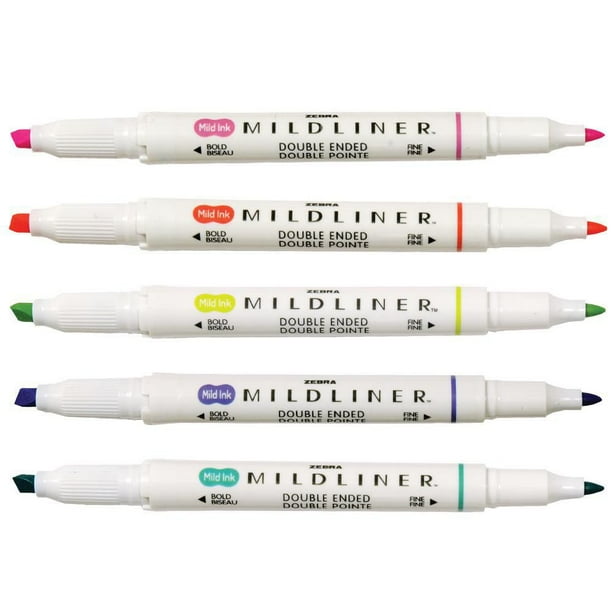 Zebra Pen Mildliner Double Ended Brush Assorted Friendly 5pk