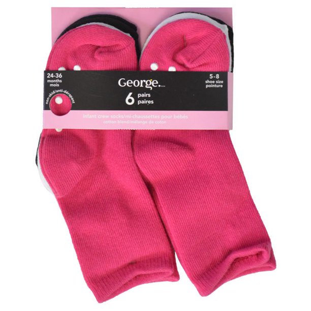 George Mi-chaussettes antidérapantes pour bébé fille, 6 paires