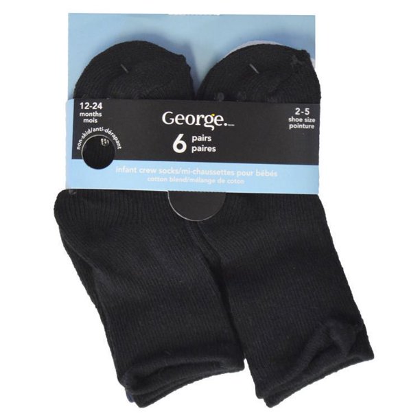 George Mi-chaussettes  antidérapantes pour bébé garçon, 6 paires