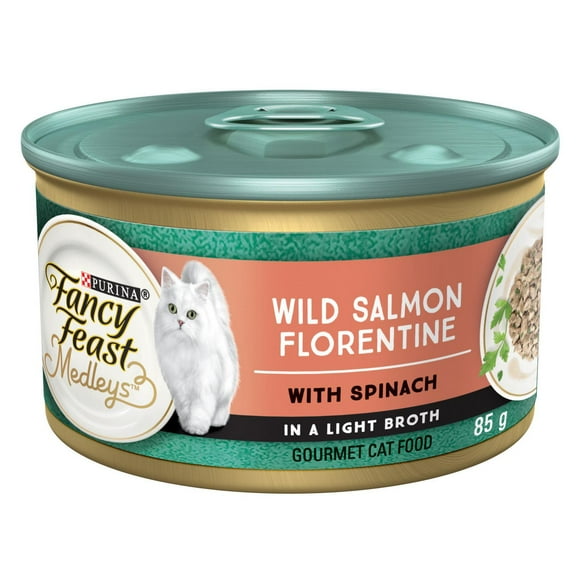 Fancy Feast Medleys Wild Salmon Florentine in a Light Broth, Wet Cat Food 85 g, 85g
