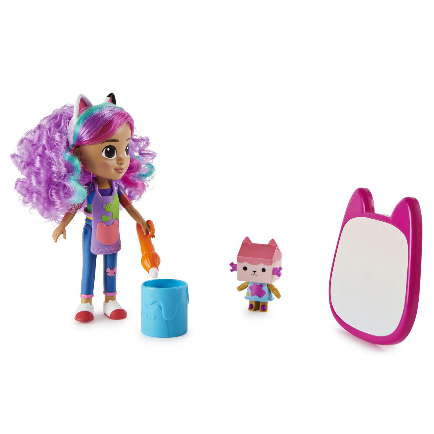 Maison de poupée Gabby, salle de bain Primp and Pamper avec figurine  Mercat, 3 accessoires, 3 meubles et 2 livraisons, jouets pour enfants à  partir de 3 ans 