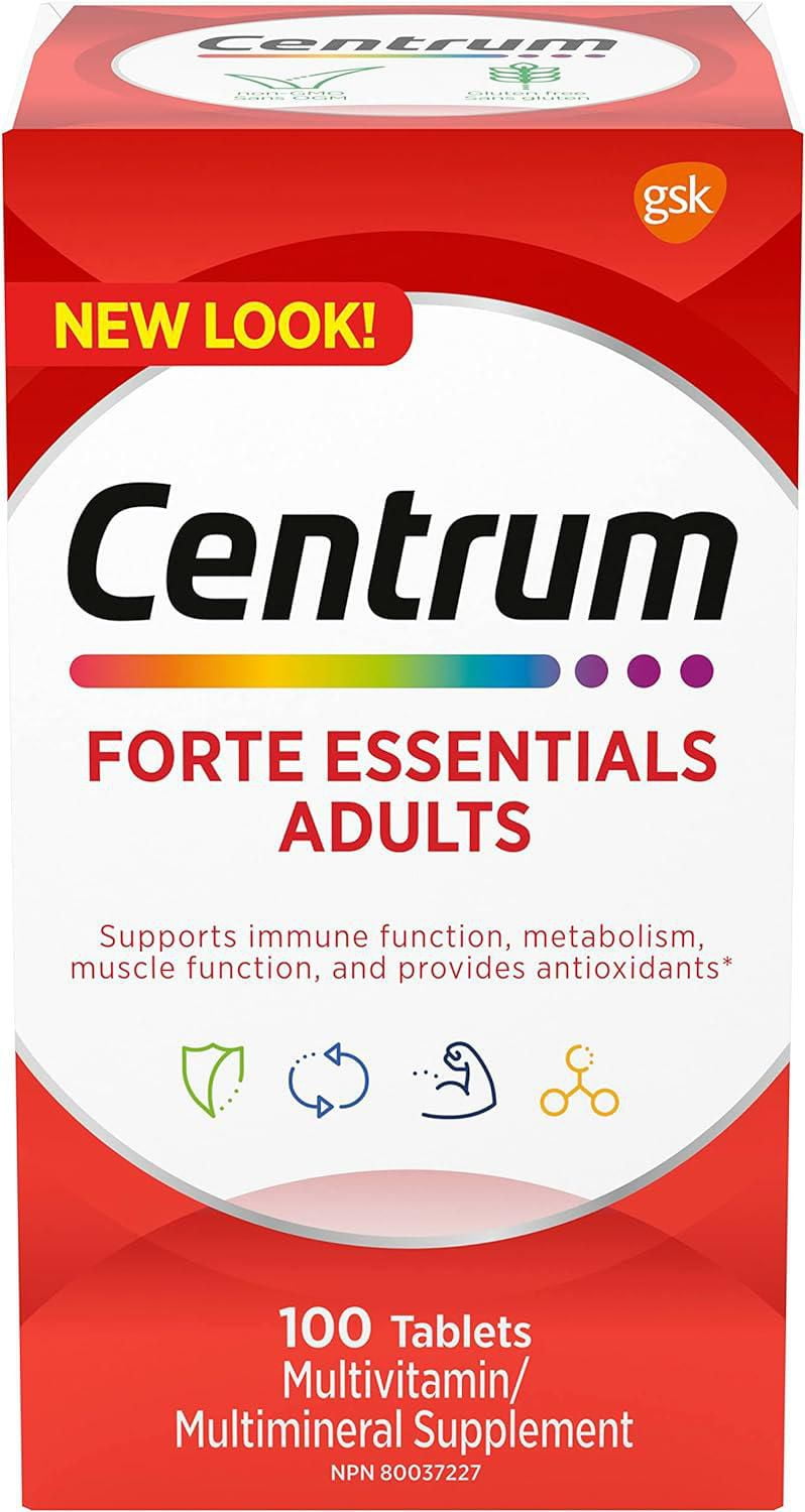 Centrum Forte Essentials Adult Multivitamin and Multimineral Supplement Tablets, 120 Count
