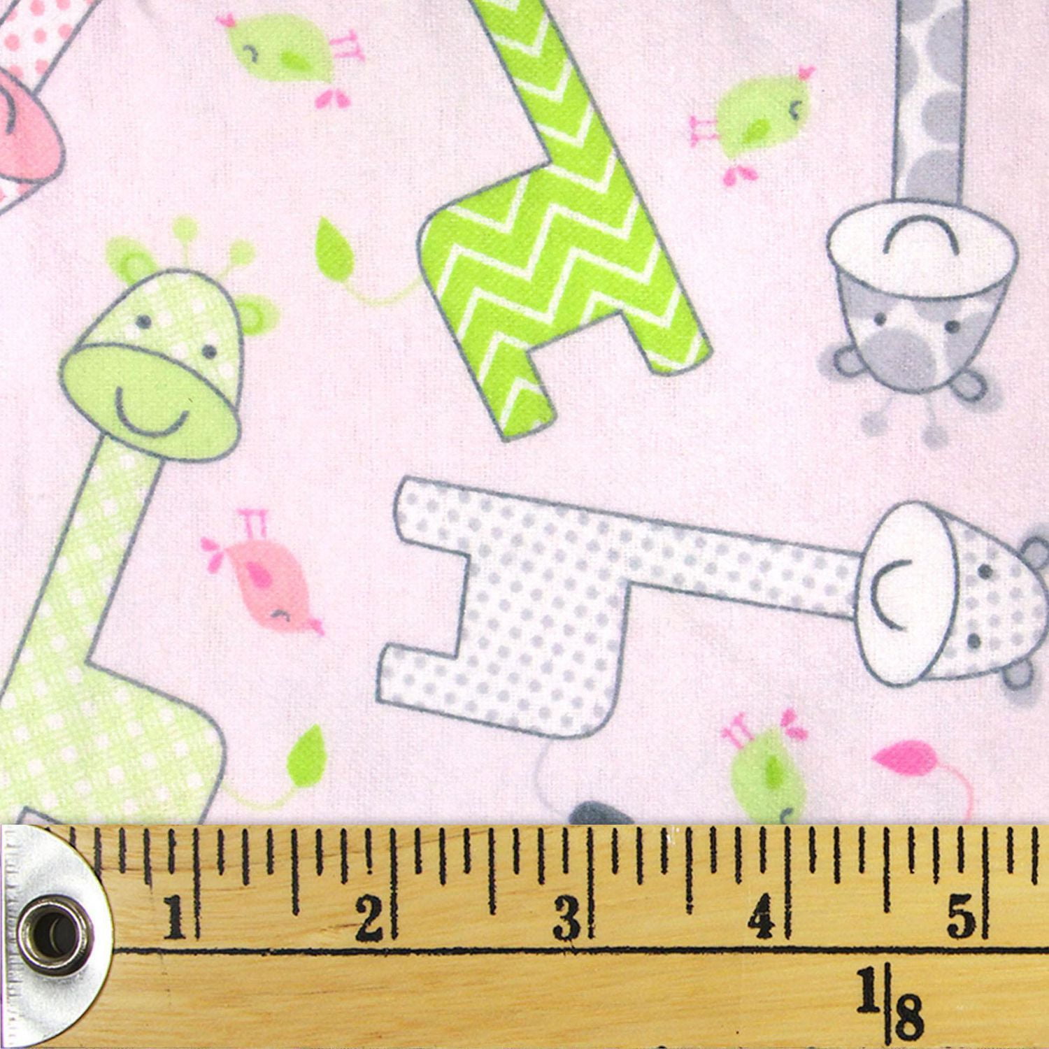 Fabric Creations Pink Baby Giraffe Cotton Flannel Fabric by The Metre