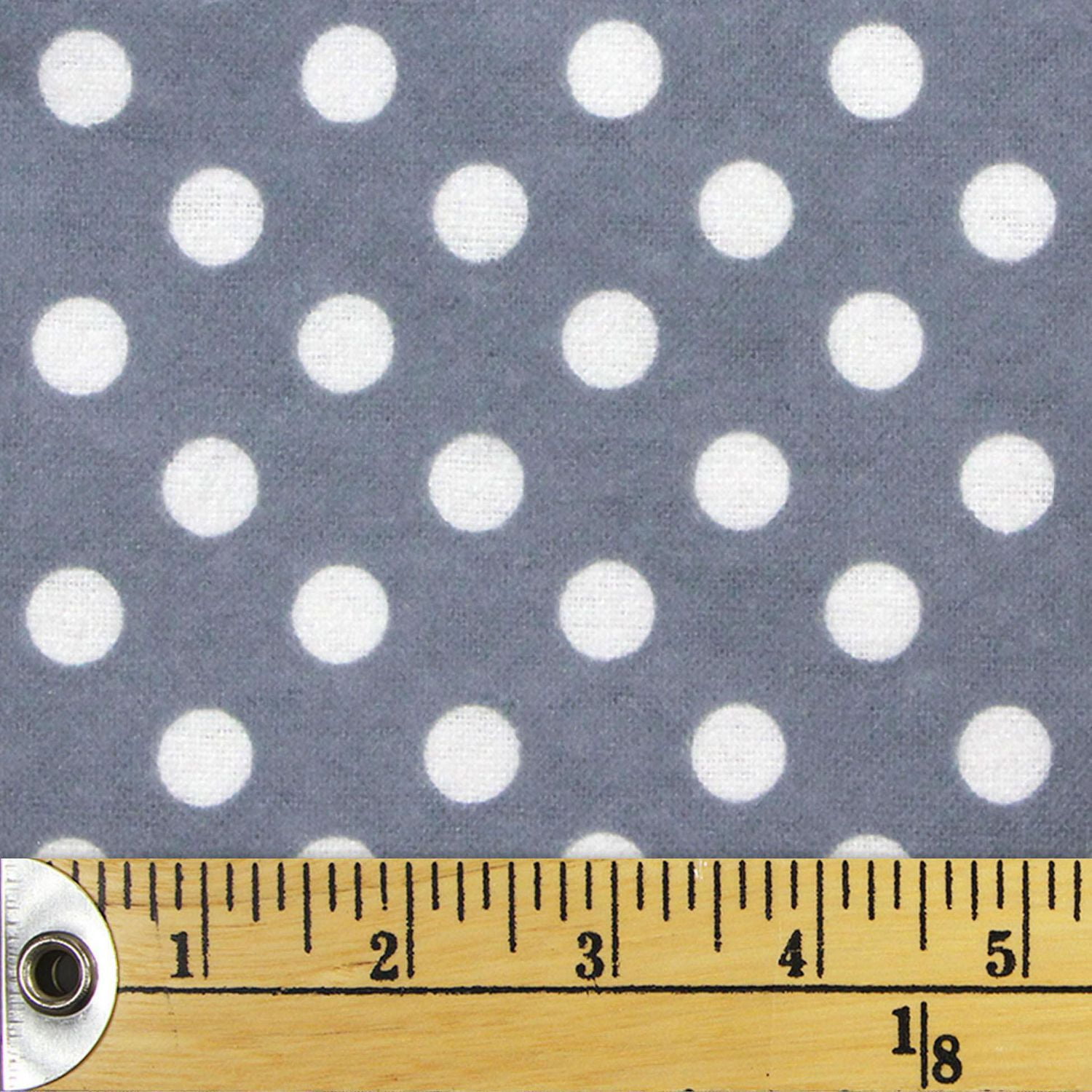Fabric Creations Grey Polka Dots Cotton Flannel Fabric by The Metre