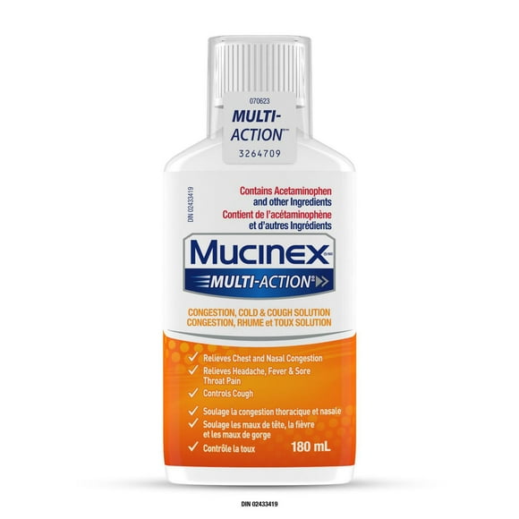 Mucinex Multi Action Liquid - Congestion Cold & Cough Solution, 180 ml