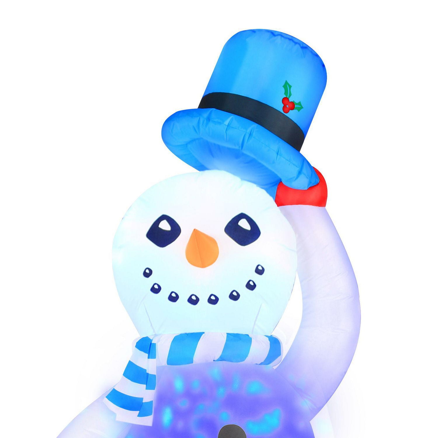 7 Foot 2024 Inflatable Swirling Lights Snowman with Tipping Hat Decoration