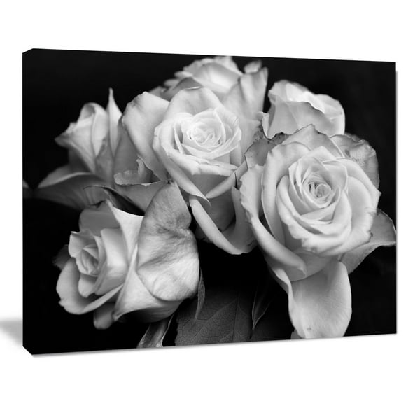 Design Art Bunch of Roses Black And White Floral Canvas Art Print