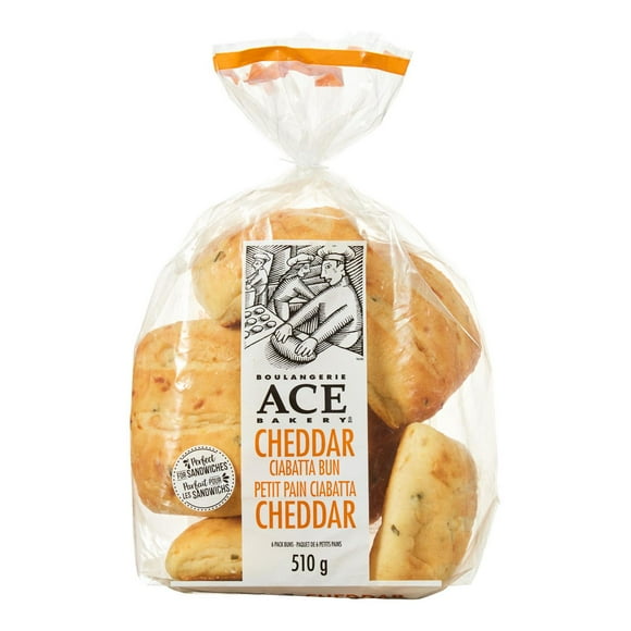 ACE Bakery Cheddar Ciabatta Buns, 6 pieces, 510 g total