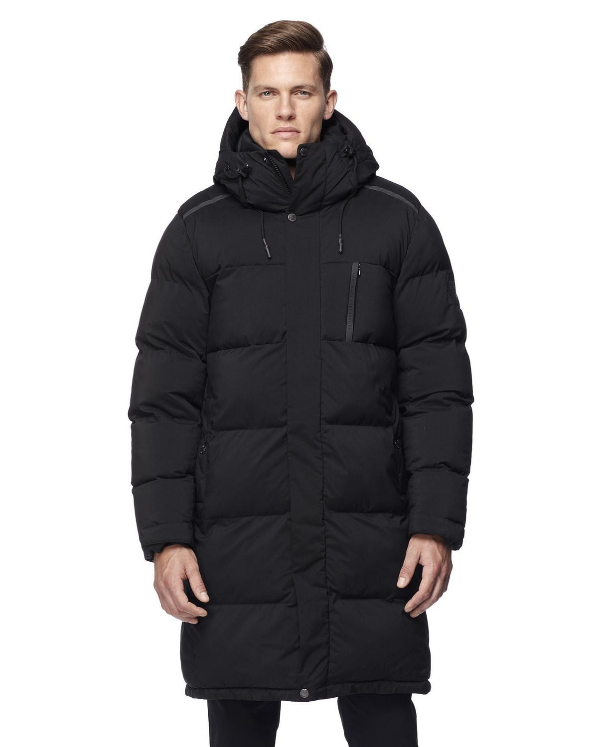 Dark Black Men's Long Urban Puffer Parka