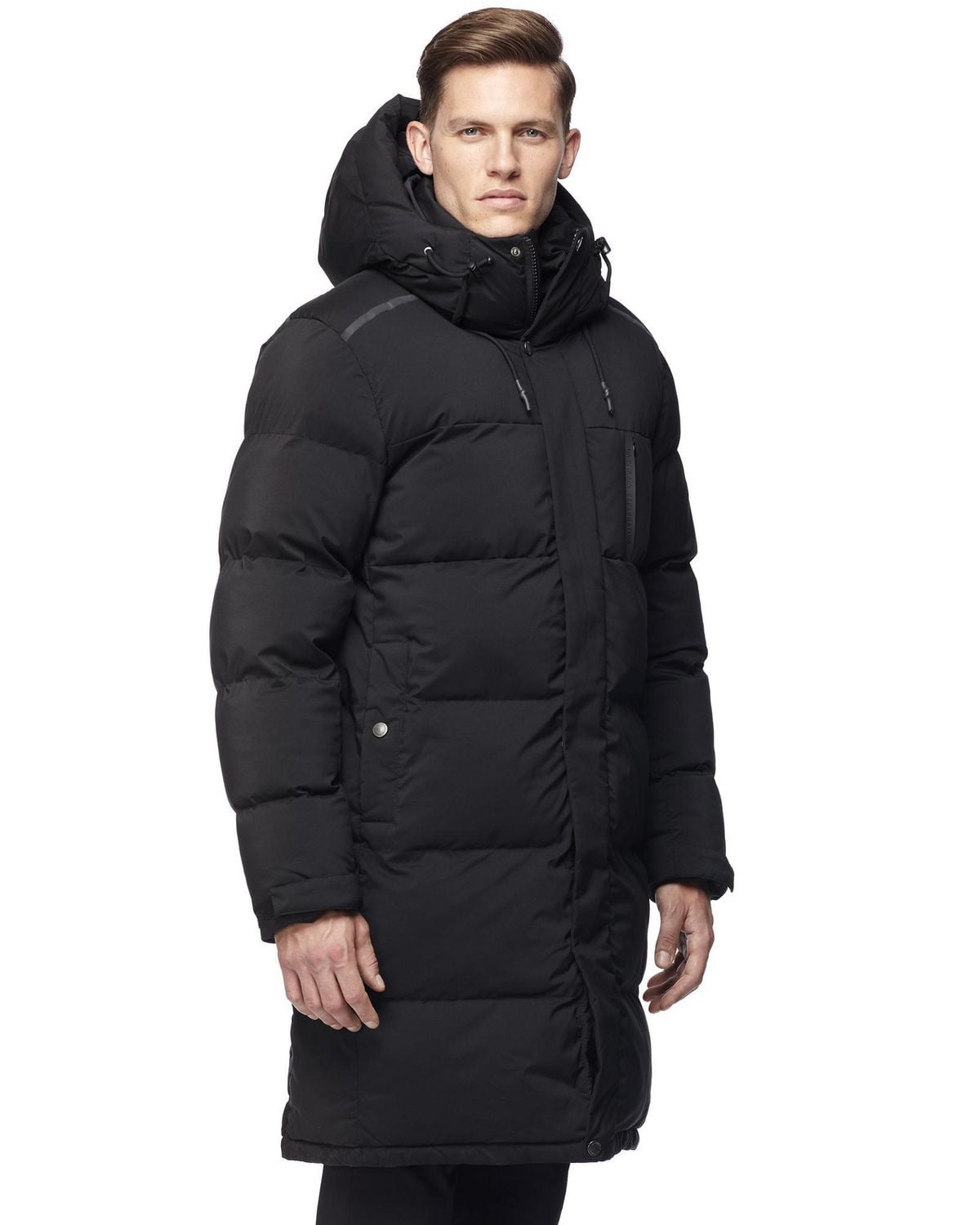 Dark Black Men's Long Urban Puffer Parka
