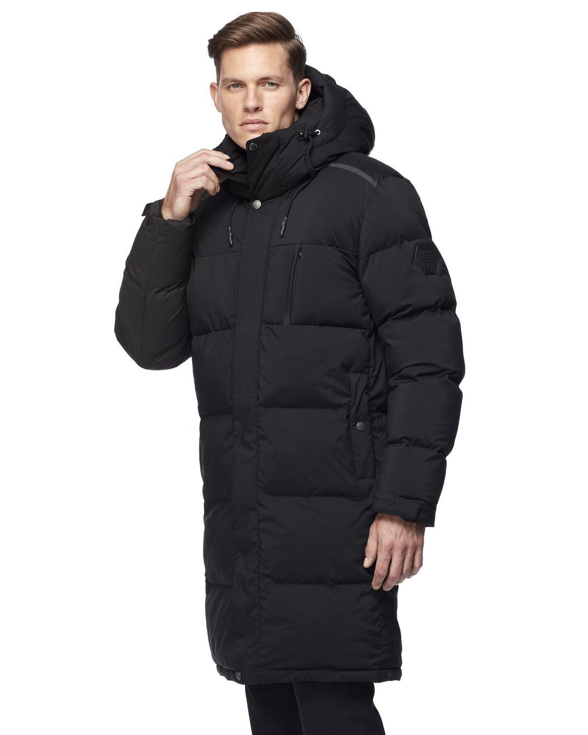Dark Black Men's Long Urban Puffer Parka