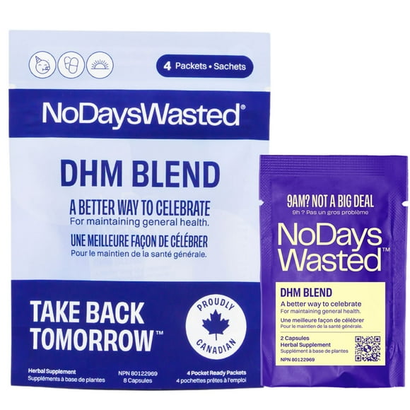 No Days Wasted DHM Blend Supplement - Take Back Tomorrow - A Better Way To Celebrate - 8 Capsules