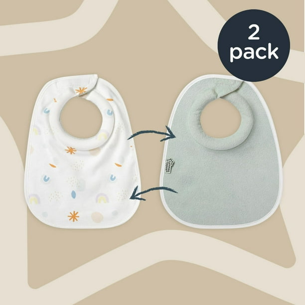 Tommee Tippee Bavoirs d'alimentation au lait, Comfeefit, super doux et  extra absorbant, réglable et réversible, matériau approuvé OEXO-TEX, lot de  2