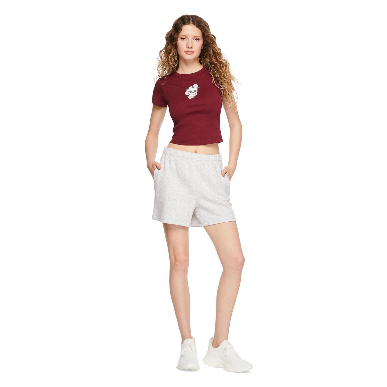 T-shirt côtelé coupe bébé No Boundaries pour femmes Tailles TP–TTG