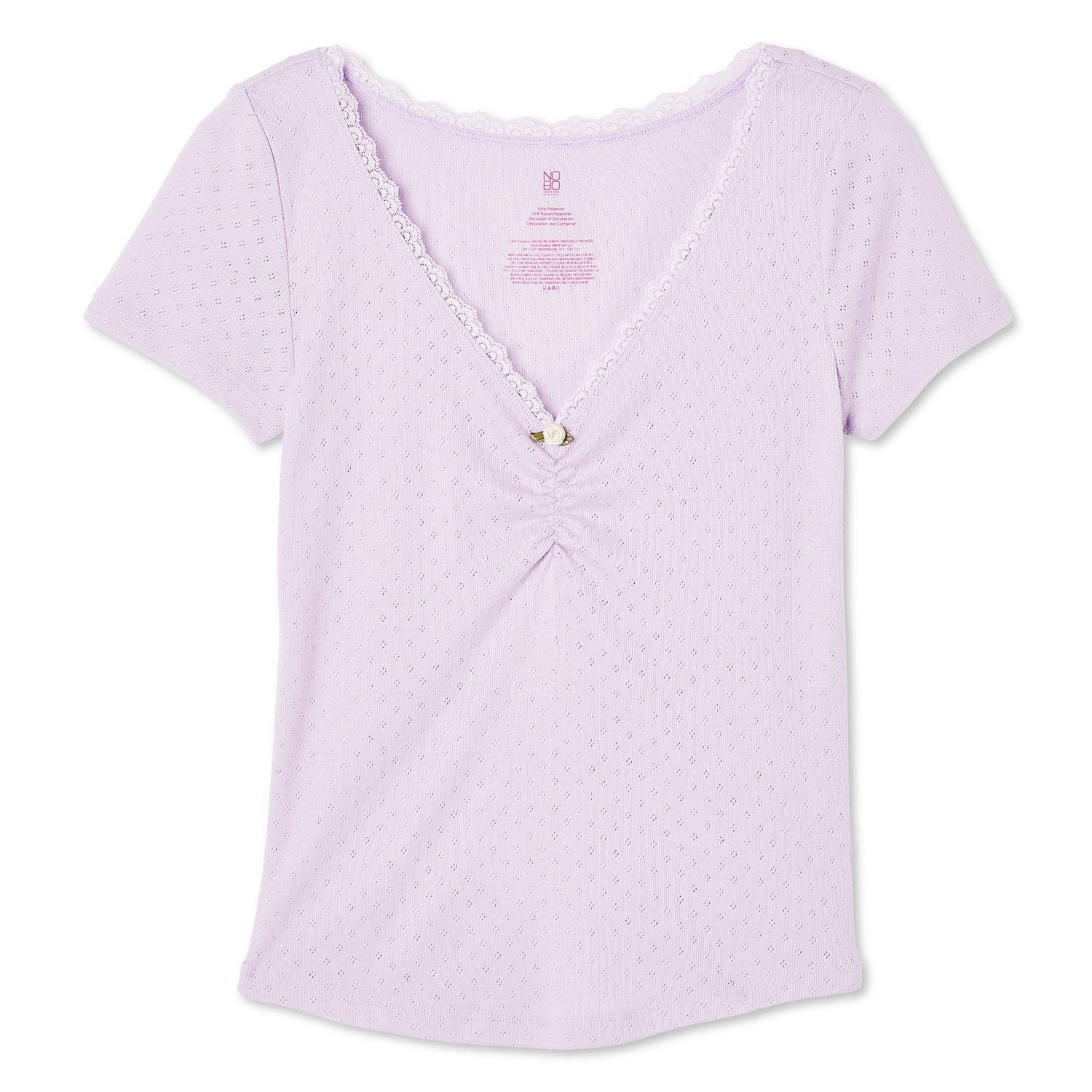 No Boundaries Women's Baby V-Neckline Tee