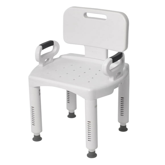 Drive Medical White Premium Series Shower Chair with Back and Arms