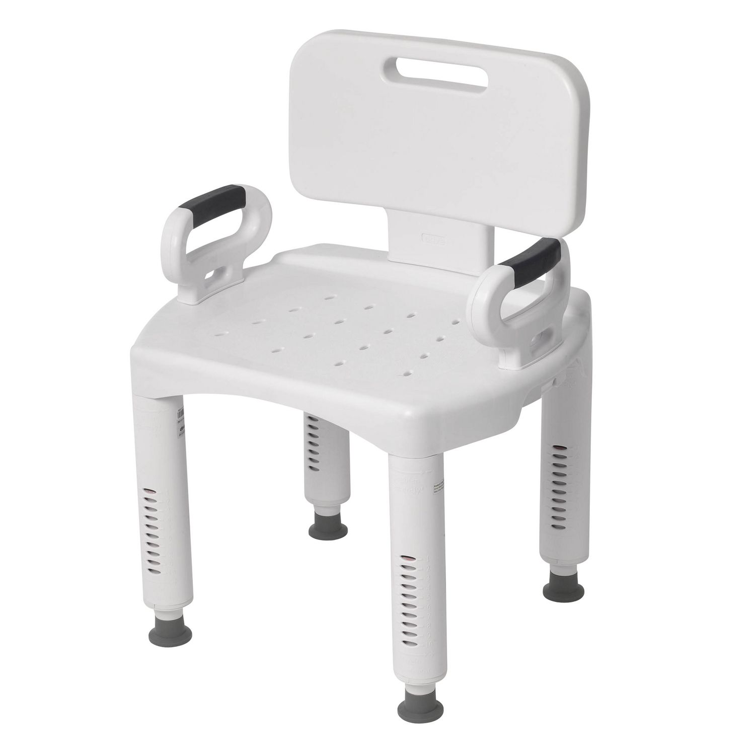 Drive Medical White Premium Series Shower Chair with Back and Arms