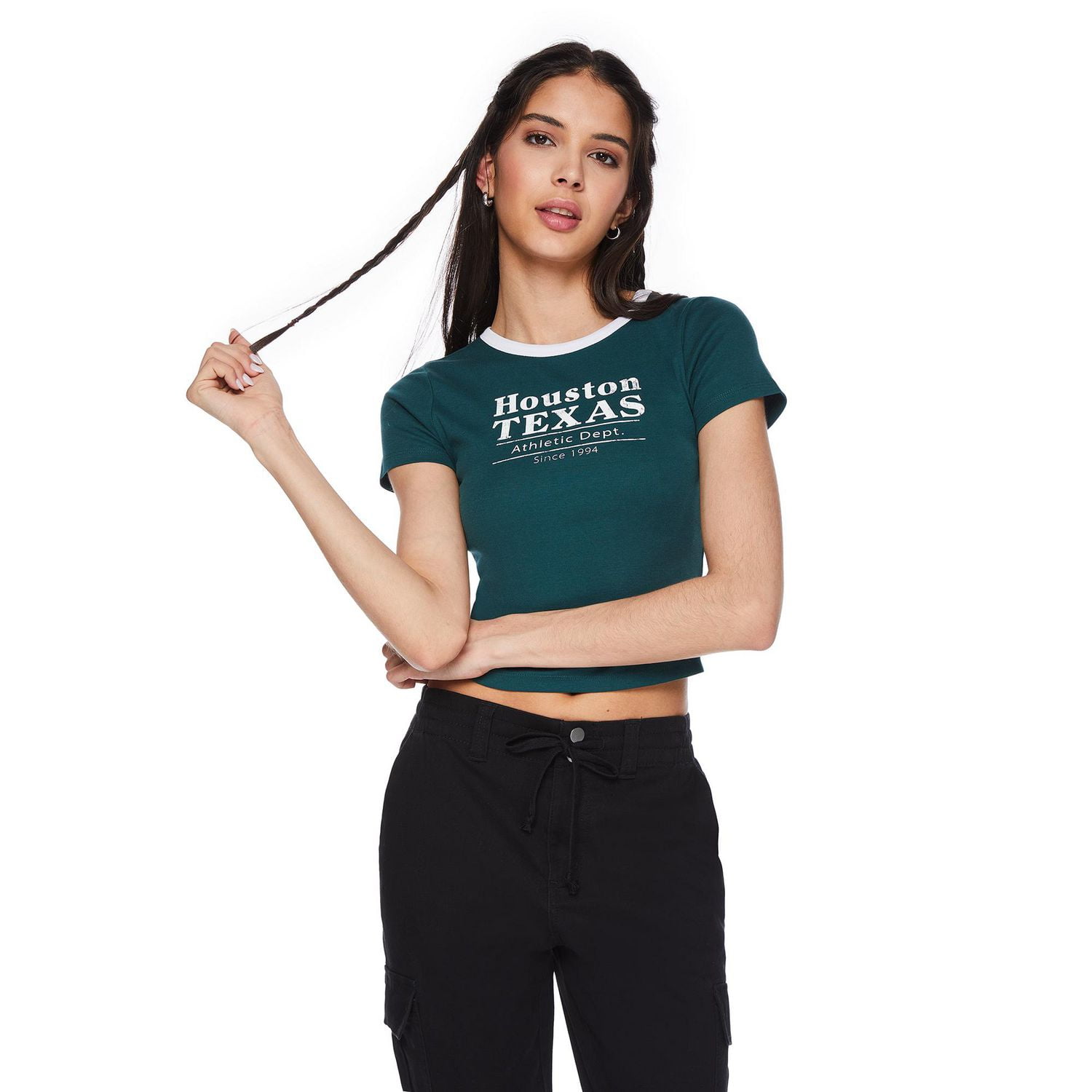 No Boundaries Women's Short Sleeve Baby Tee