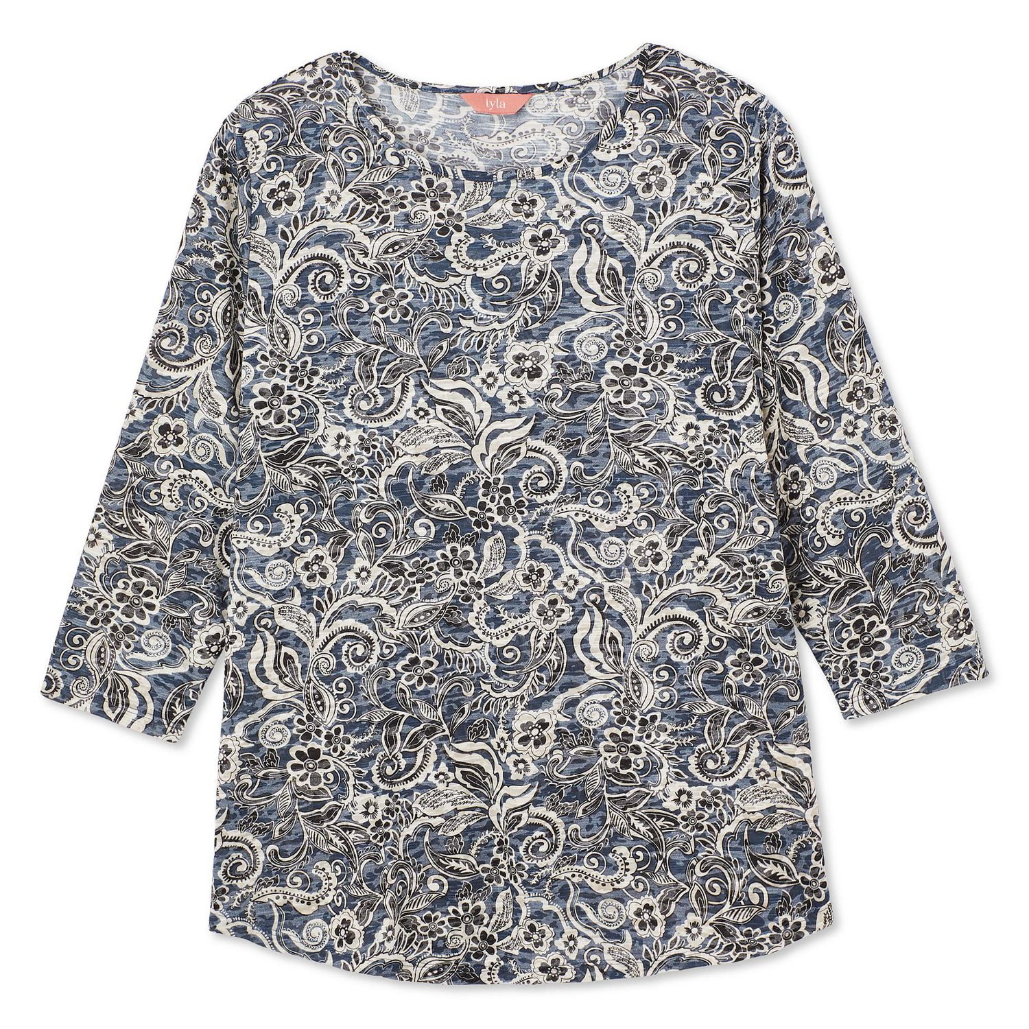 T-shirt à manches 3/4 motif usé Iyla Plus pour femmes Tailles 1X-4X