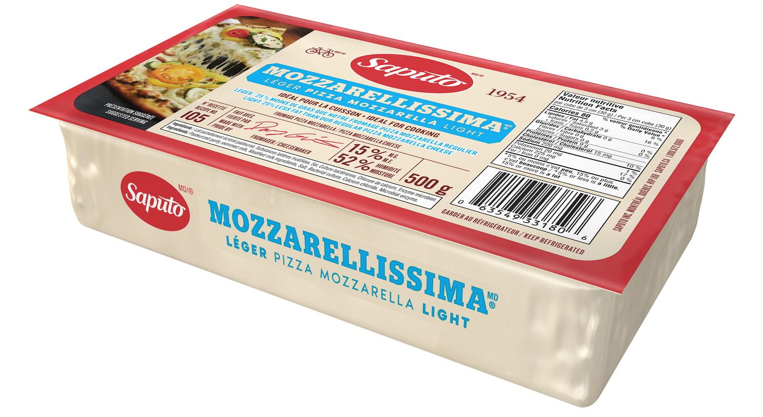Saputo Fromage Mozzarellissima pizza mozzarella léger