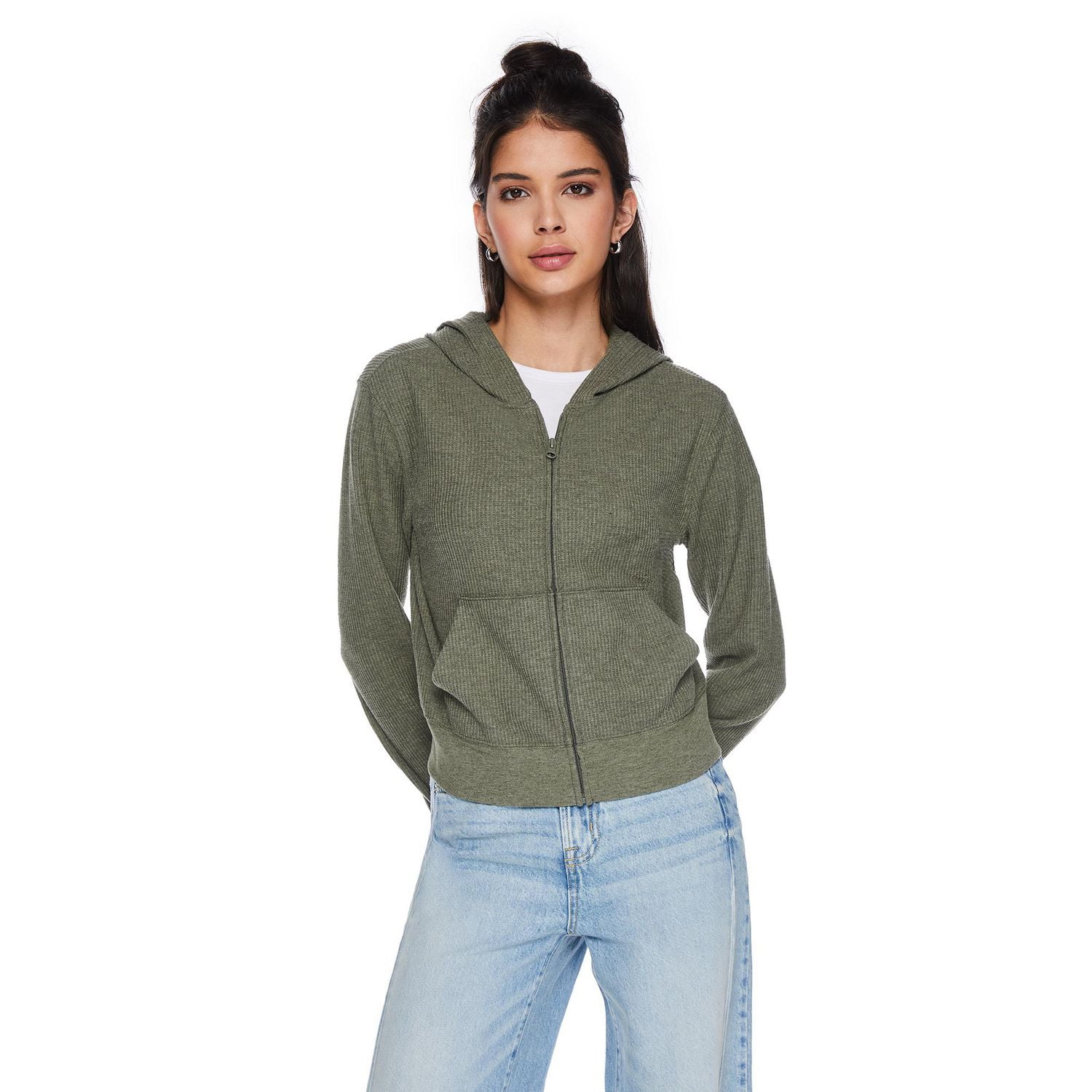 No Boundaries Women's Waffle Hoodie, Sizes XS-XXL