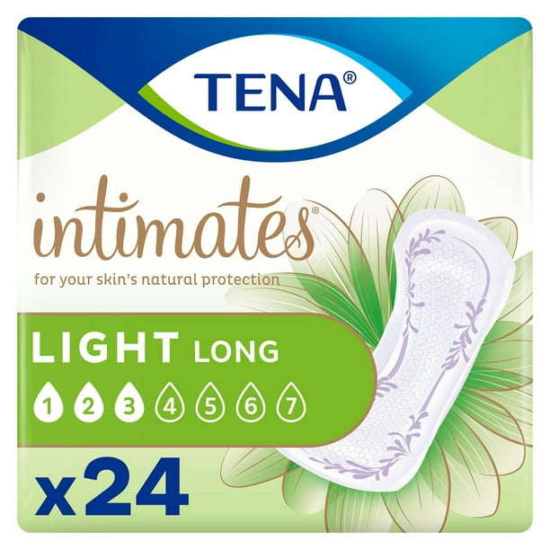 TENA Serviettes ultraminces contre l’incontinence féminine - Absorption légère - Longues - 24 unités 24 u