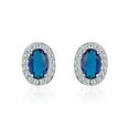 thumbnail image 1 of Luxury Designs Sterling Silver Blue Spinel Halo Earring, 1 of 2