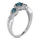 Bague de fiançailles Tangelo "halo" à trois pierres en diamant bleu et blanc 0.50 ct T.W. en or blanc 14k – image 3 sur 4