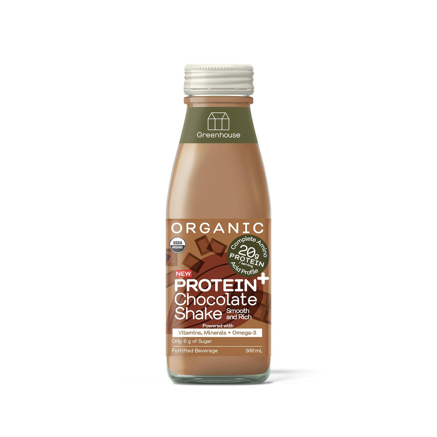Greenhouse Organic Protein+ Chocolate Shake, 300 mL