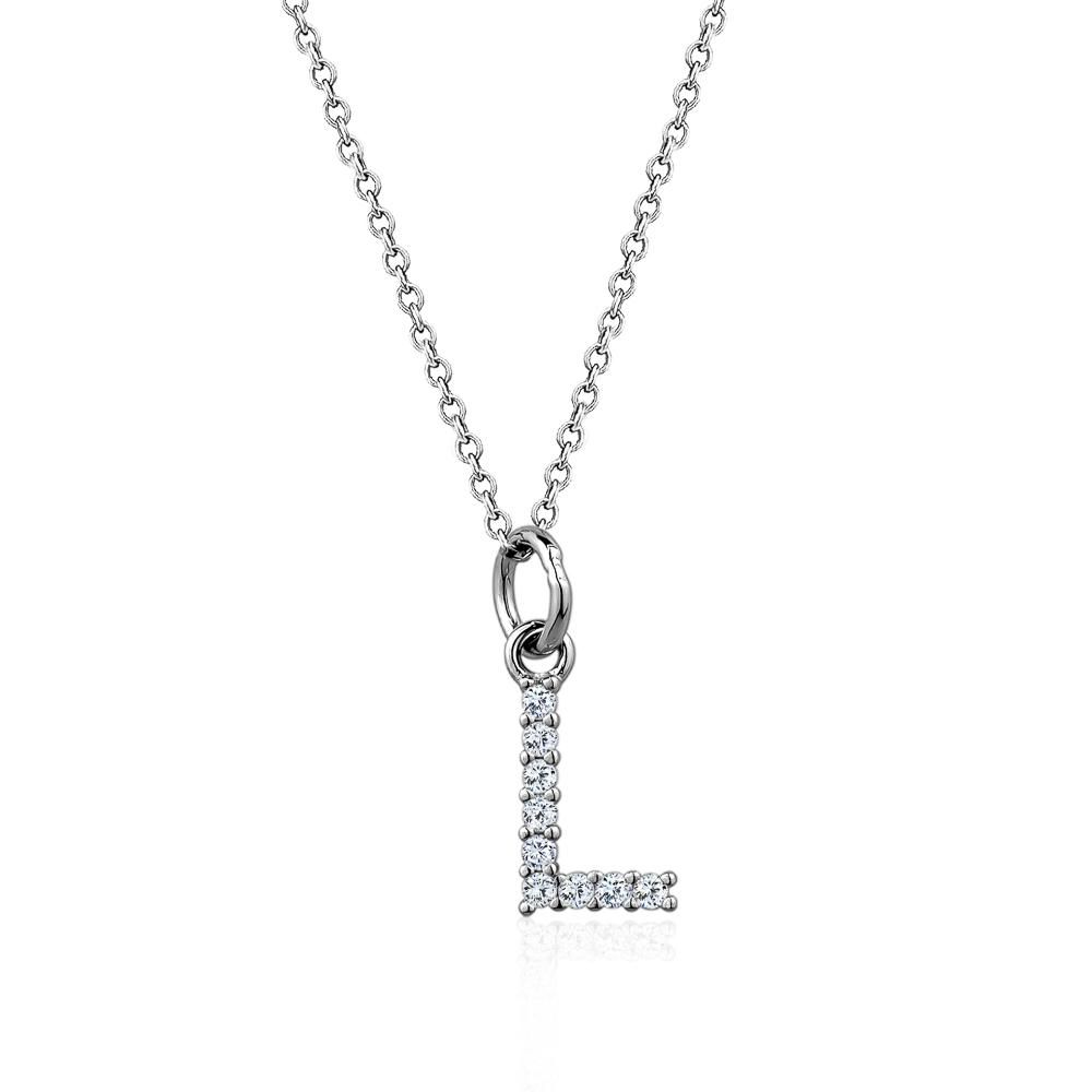 Luxury Designs Sterling Silver Cubic Zirconia L Necklace
