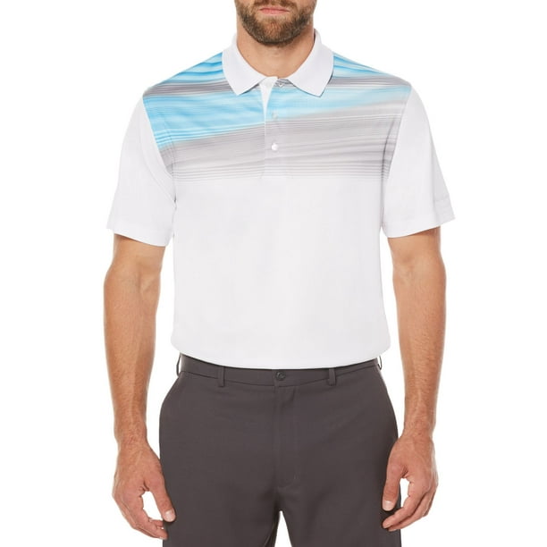 Chemise polo de golf performance Ben Hogan pour hommes à manches courtes et à rayures linéaires texturées