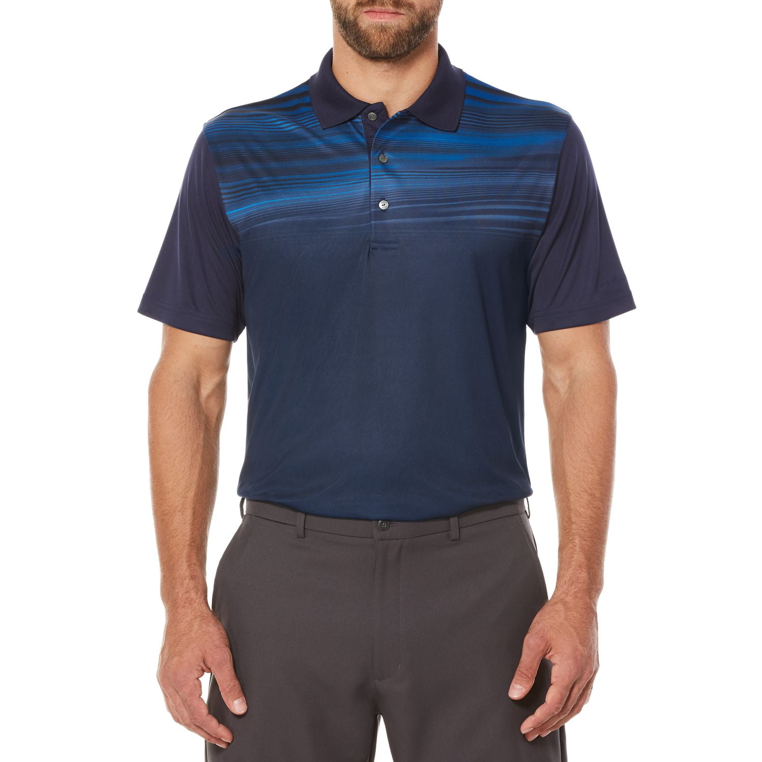 Ben Hogan Men's Golf Performance Linear Textured Stripe Short Sleeve Polo Shirt