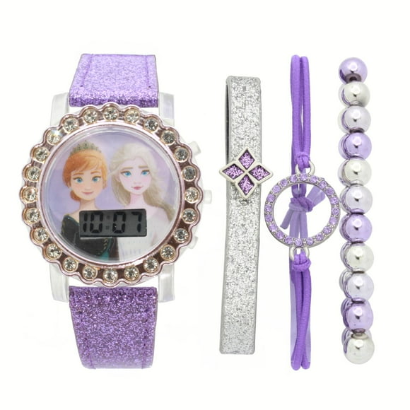 Frozen pour filles Montre à affichage numérique clignotant avec ensemble de bracelets