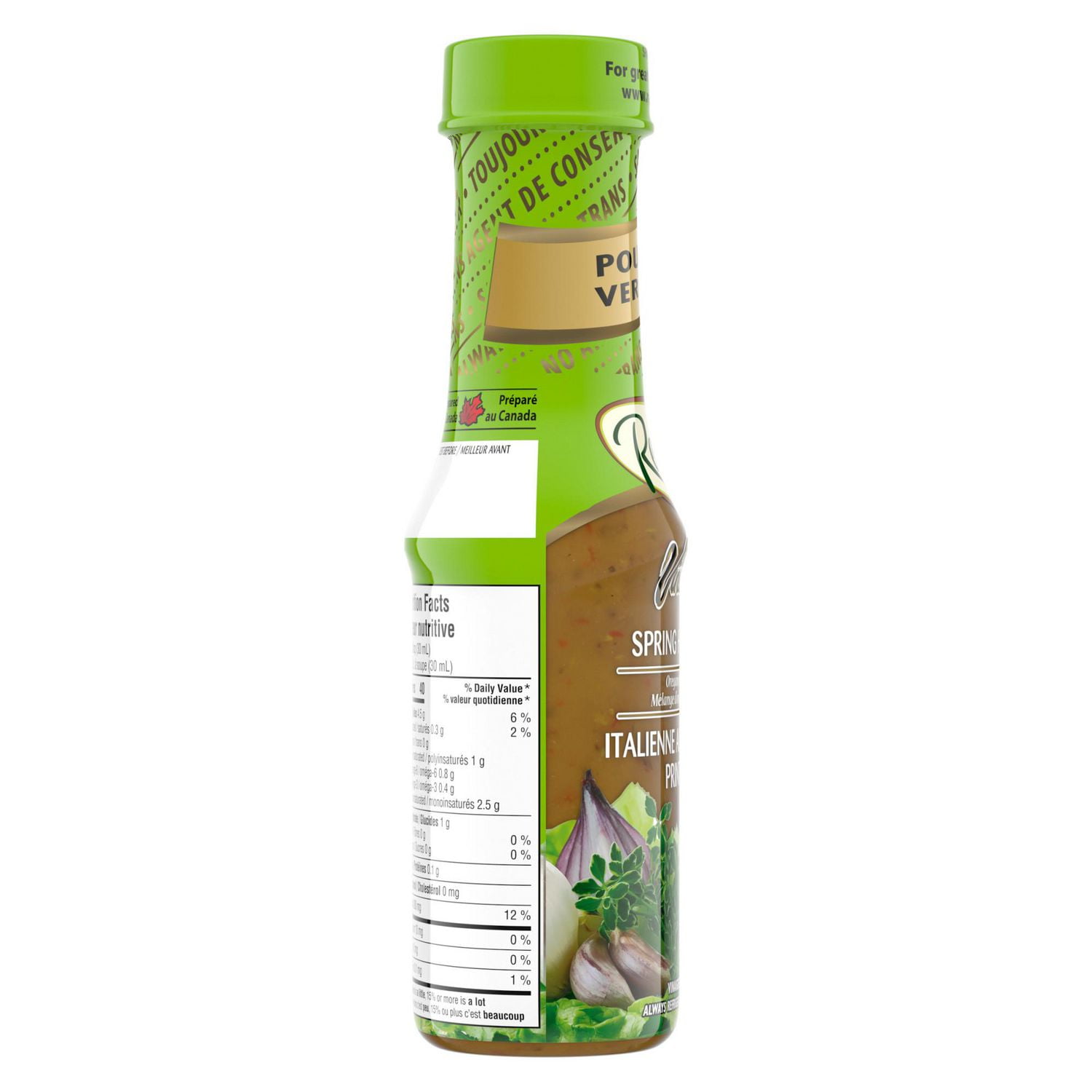Renée’s Spring Herb Italian Vinaigrette, Renée’s vinaigrette delivers an exceptional homemade flavour that will complement your meals! Our spring herb Italian vinaigrette has a delicate, flavourful taste and has no artificial colours or flavours.