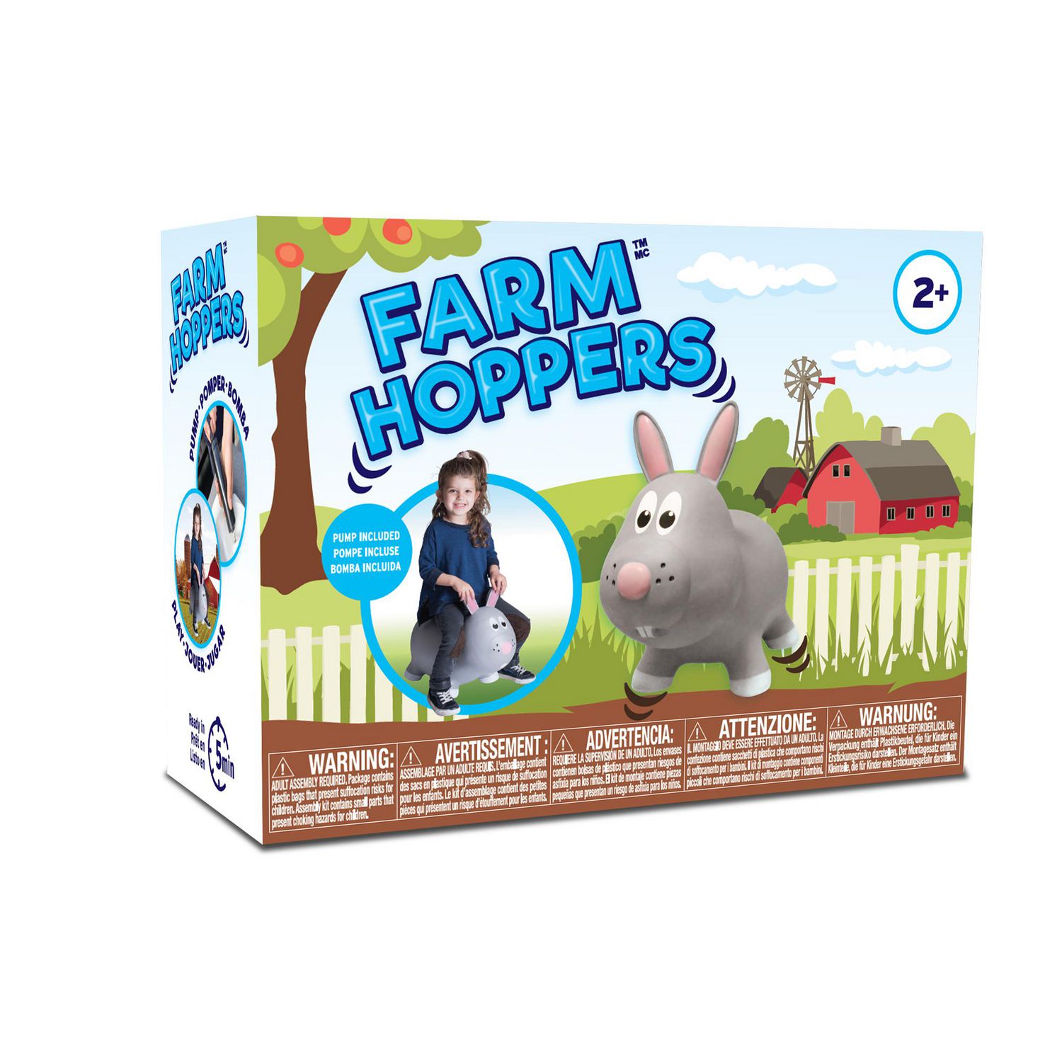 Farm Hoppers - Sauteur Gonflable - Lapin Gris