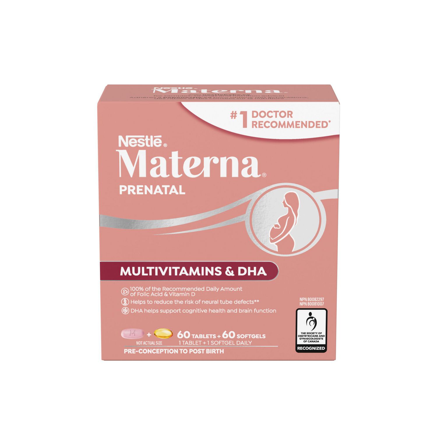 MATERNA Multivitamine Prénatale Avec DHA Pack Combo, Numéro 1 Recommandé par les Médecins