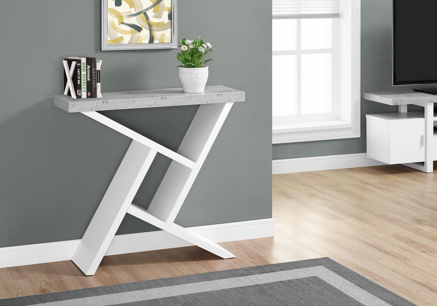 monarch specialties console table white