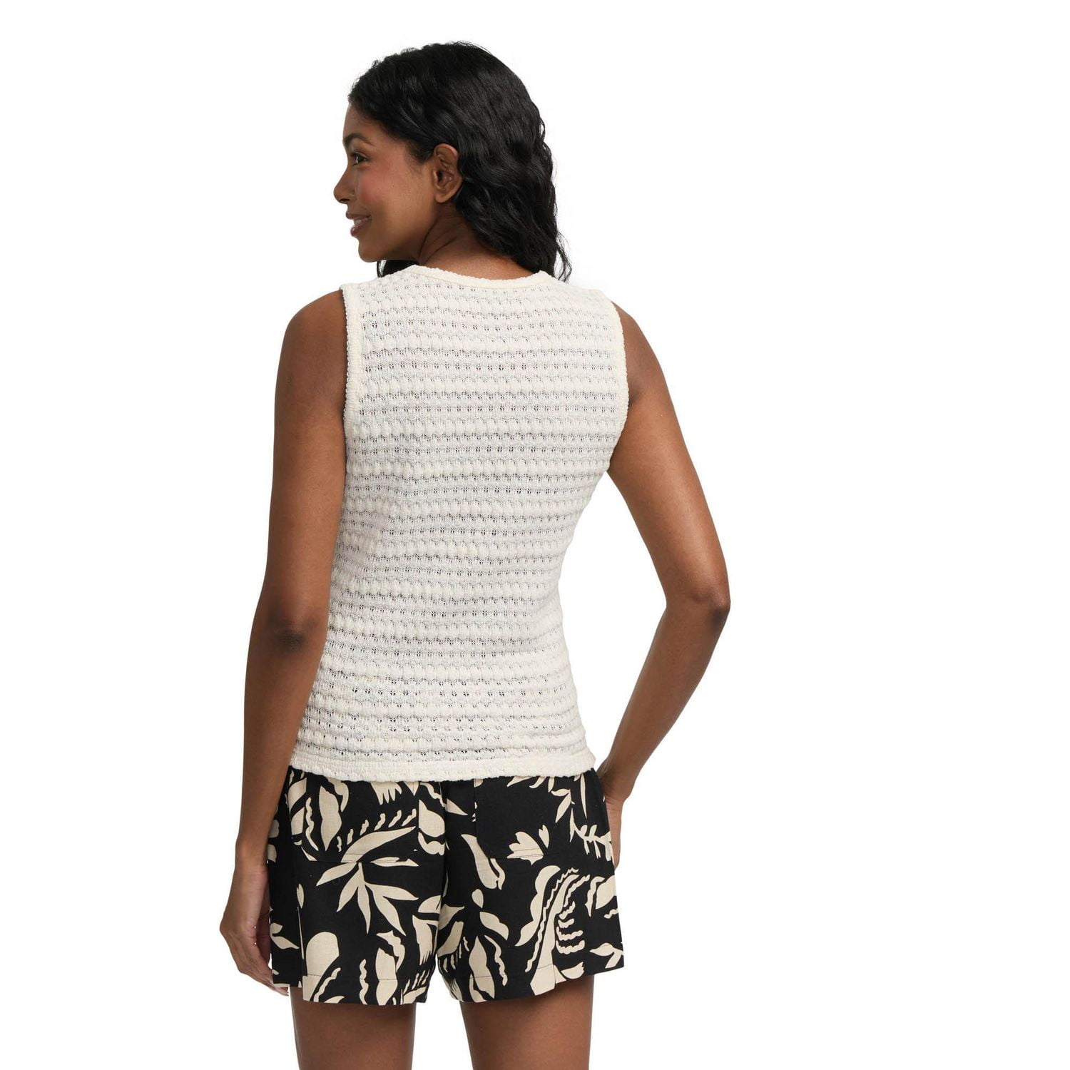 Mexx Women’s Crew Neck Crochet Tank Top, XS-XXL