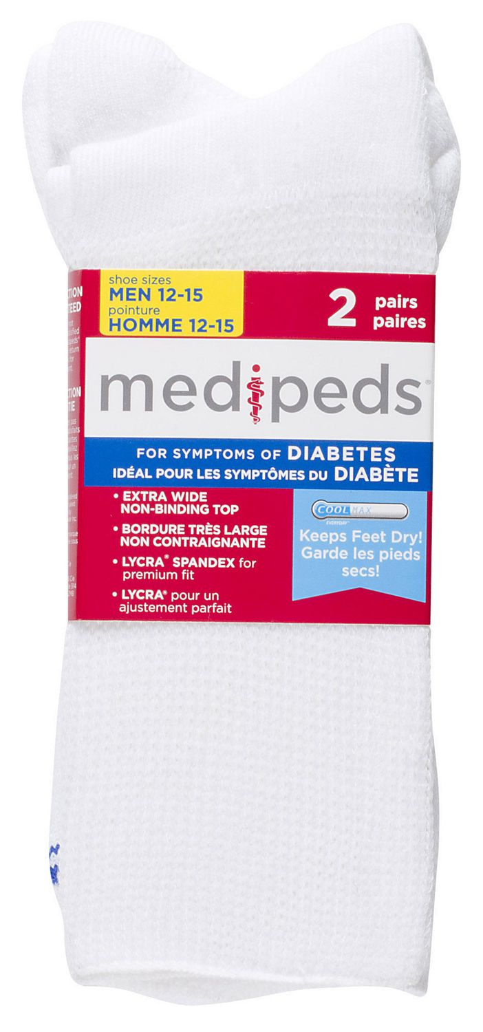 Medipeds Men's 2 Pack X-Wide Crew Socks | Walmart Canada